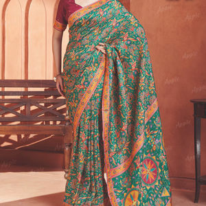 โดลาวิสโคส่าหรีแท้สวยสง่าพร้อมพิมพ์ตำแหน่งที่ซับซ้อนผ้านุ่มน้ำหนักเบาออกแบบให้เข้ากับงานปาร์ตี้และส่าหรี - Product Image 1