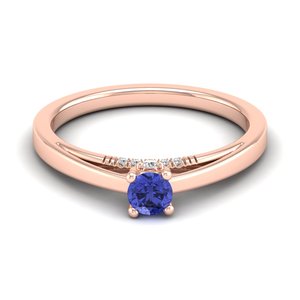 REYES-Anillos de Compromiso de Diamante de Alta Calidad, Joyería Fina de Piedras Preciosas de Tanzanita de 0.25Ct, Corte Redondo, 14K - Product Image 1