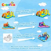 Structure gonflable combinée toboggan et château COCOFISH en tissu Oxford pour enfants, équipement de jeu extérieur familial pour garçons et filles de 3 à 12 ans