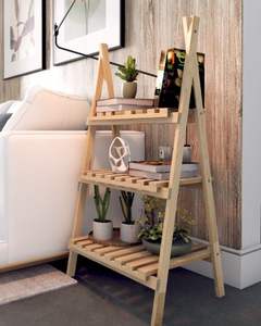 Étagère à plantes en bois à 2 niveaux, organisateur de pots, étagère de présentation, organisateur de rangement pour supports de plantes en bois d'extérieur - Product Image 2