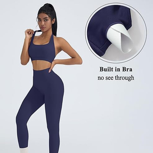Nouveauté été, ensemble de shorts de yoga pour femmes, sans couture, sexy, col bas, séchage rapide, vêtements de sport - Product Image 2