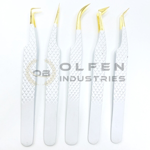 Juego de Pinzas para Extensión de Pestañas de Acero Inoxidable, Herramientas Elegantes de Alta Calidad, Mango Cómodo, Diseño Personalizable - Product Image 1