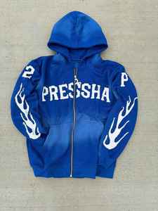 Sweat à capuche surdimensionné personnalisé et lourd délavé à l'acide pour hommes en détresse Sunfade Boxy DTG avec strass et capuche zippée - Product Image 5