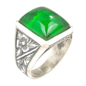 925 Sterling Silver Men's <b>Ring</b> with Rose Gold Plated Trendy Bezel Setting Oval Cut Pressed Amber Green Stone Perfect Gift - Product Image 5