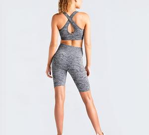 Conjunto de pantalones cortos de diseño personalizado para mujer, yoga, gimnasio, entrenamiento, Sujetador deportivo, cintura cruzada, conjuntos de pantalones cortos de yoga - Product Image 6