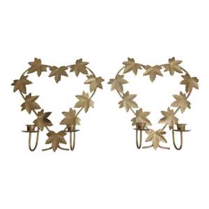 Support mural en métal doré en forme de feuille pour bougie chauffe-plat - Applique décorative moderne en forme de cœur pour bougie pilier pour fête - Vente en gros usine - Product Image 1