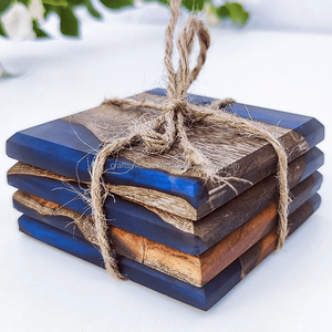 Dessous de verre carré rond en bois personnalisable marbre pierre d'acacia pour boissons/tasse Style européen Cozy Coaster Stone Coasters - Product Image 1