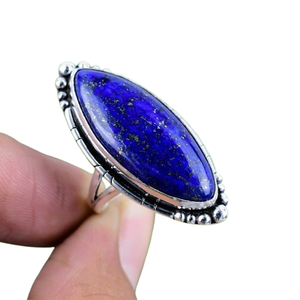 925 Sterling Silver Classic Design Wedding Gift 925 Sterling Silver Handmade Gemstone Lapis <b>Spinner</b> Promise <b>Ring</b> Jewelry - Product Image 1