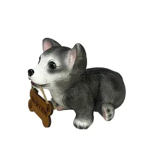風水犬かじる骨像ポリレジン製小像かわいい犬品質保証ベトナム製