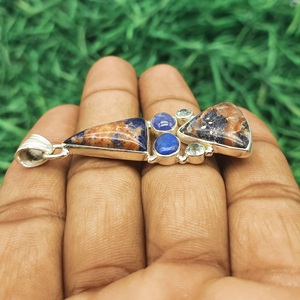 จี้เงินสเตอร์ลิง925อัญมณีสีฟ้า sodalite เครื่องประดับทำด้วยมือเงินอัญมณีจี้เครื่องประดับเงิน Sodalite สำหรับสร้อยคอ - Product Image 4