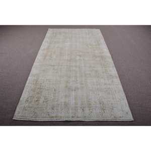 พรมวินเทจตุรกี ขนาด 4.5x8.2 ฟุต พรมสีขาวเทา ลายอิคัต - Product Image 1