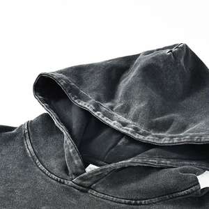 Acid Wash 500 GSM Slim Fit Hoodie Hommes Acide Lavé Recadrée Ourlet Brut Logo Personnalisé Sweat À Capuche Disponible Sur Le Marché Pour Adulte - Product Image 4