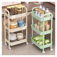 Chariot utilitaire multi-usages à 2/3/4 niveaux, chariot de rangement étroit en plastique avec roulettes