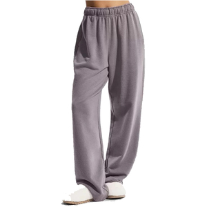 Pantalones de chándal holgados ecológicos con parte delantera plana personalizados OEM para mujer, pantalones deportivos informales de pierna ancha con cordón de cintura alta para correr - Product Image 3