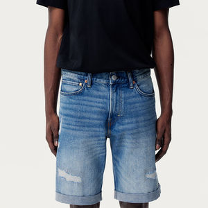 Venta al por mayor Oem Men Denim Shorts High Quality Men Summer Jean Shorts High Street Vintage Loose Fit Distressed Washed - Product Image 4