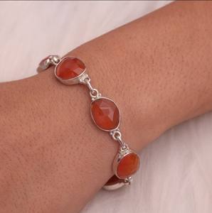 Faceted Carnelian Gemstone <b>Bracelet</b> for Girls 925 <b>Sterling</b> <b>Silver</b> Jewelry Cut Stone <b>Bracelet</b> for Women Designer <b>Bracelet</b> Supply - Product Image 3