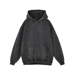 Acid Wash Hoodie Pullover Sudaderas con capucha para hombre Sudaderas con diseño desgastado personalizado Bordado Vintage Acid Washed Men's Hoodies - Product Image 3