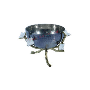 Cuenco de Flores de Metal Gris Personalizable Hecho a Mano, Vajilla Decorativa de Lujo para Bodas, Ecológica y de Alta Calidad, Pulida - Product Image 4