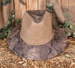 Sombrero vaquero de piel exótica con estampado de pitón, sombrero vaquero de cuero genuino, sombrero vaquero único con estampado de pitón - Product Image 5