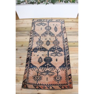 Tapis turc vintage 2,7x5,4 pi (83x165 cm), tapis géométrique bronze - Product Image 1