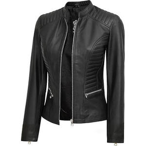 Chaqueta de cuero acolchada con cremallera - Product Image 1