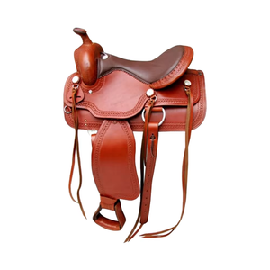 Silla de Montar Occidental de Cuero de Vaca Dividido Ecológico, Pulida, Tamaño Estándar para Montar a Caballo - Product Image 1