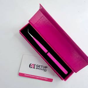 Pince à épiler en acier inoxydable GETUP BROSONS IMPEX, pointe lisse rose, 45 degrés, droite, longue, prise en main parfaite, 10 mm, logo personnalisé - Product Image 6
