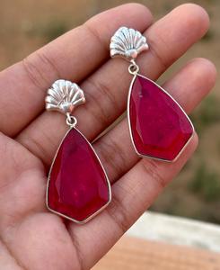 European and American Vintage Style Ruby <b>Crystal</b> 925 Sterling Silver <b>Earrings</b> Unique Design Women's Jewelry for Wedding or Gift - Product Image 4