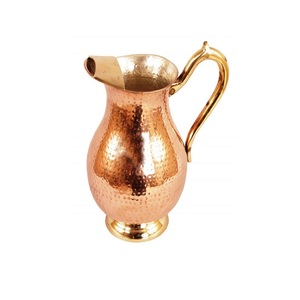 Good Looking Pure Copper Hammered Water Drinking Jug With Brass Handle for Kitchenware and Tableware Hotels Supplies - Product Image 5