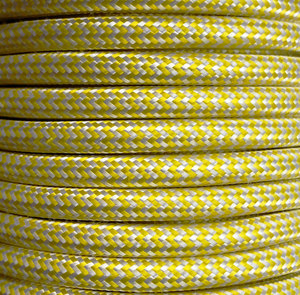 Striscia di 5 metri. Cavo tessile decorativo giallo/bianco con glitter a zig zag (CIR62CTS73/16) - Product Image 1