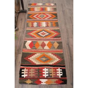 2.4x6.7 ft Kilim Vintage Rug, <b>Red</b> Animal Print Turkish Rug <b>Wool</b> - Product Image 1
