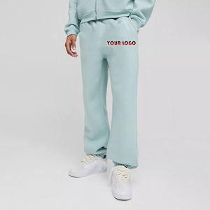 Pantalones de chándal lavados pesados estilo hip hop holgados hechos a medida, pantalones de hombre transpirables de Color sólido de pierna ancha - Product Image 1