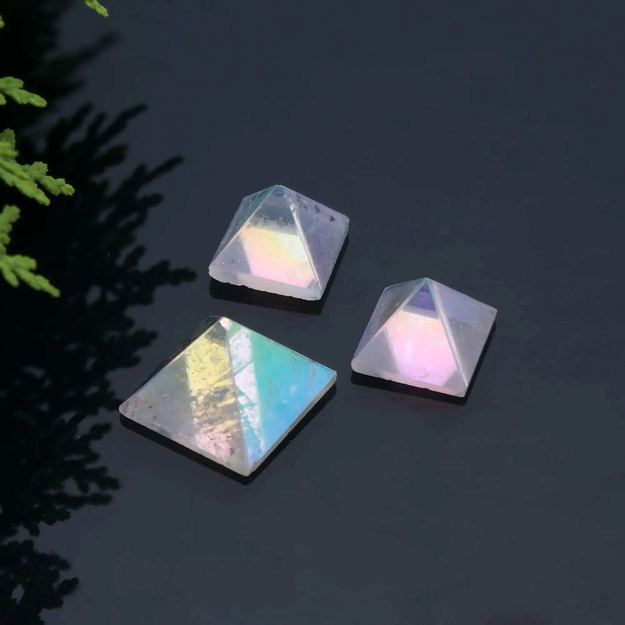 Pingente para pirâmide em forma de aréola, pingente de cristal rosa do anjo aura quartz