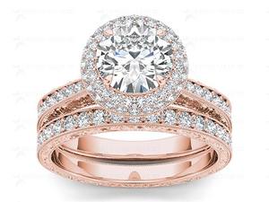 Bague de fiançailles en or blanc massif 14 carats sur mesure, 2 carats, taille brillant radiant, pour mariages et fêtes - Product Image 2