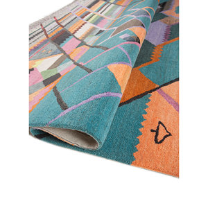 พรมทอมือลายเรขาคณิตสีน้ำเงิน Weaver Art Reserve ขนาด 9x12 ฟุต แบบทอเรียบ สำหรับห้องนั่งเล่นและทางเดินในบ้าน - Product Image 2