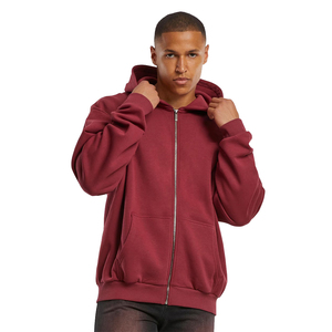 Fabricación de Pakistán sudaderas con capucha lisas de talla grande para niños Color granate algodón polar cremallera ropa informal sudaderas con capucha - Product Image 4