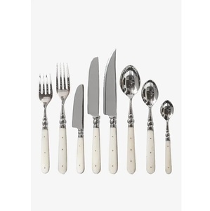 Juego de Cubiertos de Acero Inoxidable Plateado de Lujo Moderno y Exclusivo con Mangos Blancos Personalizables para Hogar y Bodas - Product Image 2