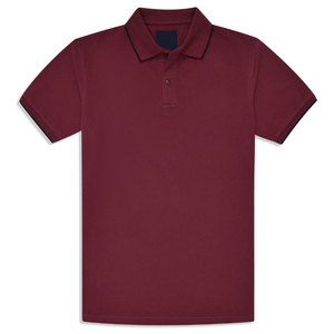 100% algodón de alta calidad ecológico hombres Casual patrón sólido granate liso teñido Piqué para diseño de camisa Polo - Product Image 1