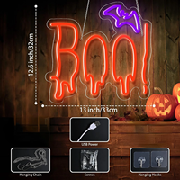 Enseigne néon LED fantôme BOO personnalisée, décorations de fenêtre électroniques tendance pour fête d'Halloween, accessoires de collier chaîne de raccordement