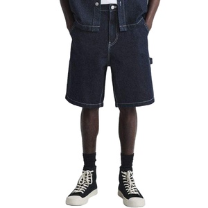 Shorts de travail décontractés pour hommes, style streetwear d'été, coupe ample, avec surpiqûres contrastées, en coton élastique - Product Image 5