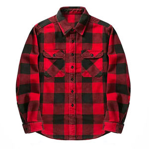 Camicie di flanella in legno di flanella classica a quadri in cotone 100 con Logo personalizzato manica lunga da uomo a manica lunga - Product Image 2