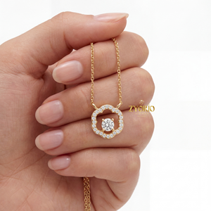 Collar con Colgante de Moissanita con Halo Floral, Plata de Ley 925, Collar con Flor de Diamantes para Mujer, Regalo de Boda, Joyería Personalizada - Product Image 1