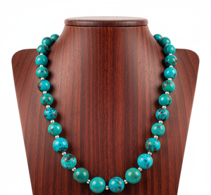 High Quality 18-Inch Tibetan <b>Silver</b> Labradorite Geometric Imitation <b>Pearl</b> Beaded <b>Necklace</b> Unisex Hand Knotted Trendy Gift - Product Image 3