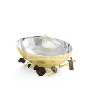 Trendy Design Metal Soup <b>Storage</b> And Serving Bowl Gold And Silver Color With Leaf Petal Shape Base Dinnerware <b>Tabletop</b> Bowls - Product Image 1