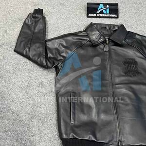 Nueva Chaqueta Avirex de Cuero Genuino de Oveja 100% Negra, Colección de Invierno para Hombre, Color y Talla Personalizados, Chaqueta de Cuero Avirex para Hombre - Product Image 5