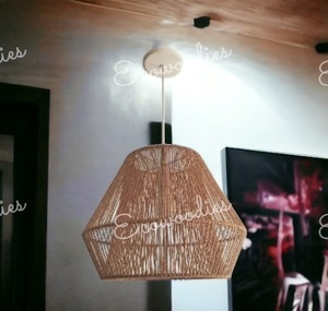 Modern Bamboo <b>Wicker</b> Lamp <b>Shade</b> Pendant <b>Light</b> Handmade Adjustable Hanging Bedroom Furniture for Bedroom Apartment Living Room - Product Image 3