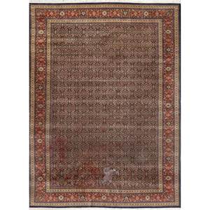 Alfombras de Lana Anudadas a Mano Aalam, Diseño Floral y Abstracto en Rojo y Naranja, Rectangulares de 9x12, para Entrada y Sala de Estar, Pae-5466 - Product Image 1