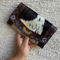Dompet ukiran tote tangan kopling kulit bulu sapi Multi guna Clutch Bergaya desainer baru kulit Barat untuk wanita