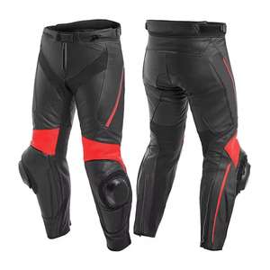 Pantalón de cuero personalizado para carreras de motos, color rojo y negro - Product Image 1