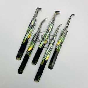 Pince à épiler en papier à fleurs noires à pointe en fibre, instrument de beauté, impression de logo personnalisée, service OEM d'isolation - Product Image 2